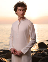 OFF WHITE COTTON KAMEEZ SHALWAR | JJKS-A-50007