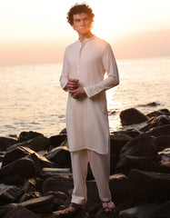 OFF WHITE COTTON KAMEEZ SHALWAR | JJKS-A-50007