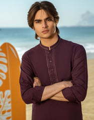 DARK PURPLE BLENDED KAMEEZ SHALWAR | JTKS-A-50049