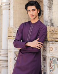 DARK PURPLE BLENDED FORMAL KURTA