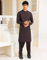 DARK BROWN BLENDED KAMEEZ SHALWAR