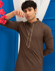 BROWN COTTON KURTA