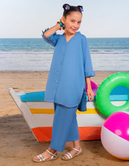 BLUE LAWN DYED 2PC | JGKL-S-JGST-25-5642