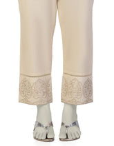 BEIGE LAWN EMBROIDERED TROUSERS