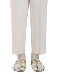 OFF WHITE RAW SILK BASIC TROUSERS