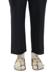 BLACK RAW SILK BASIC TROUSERS