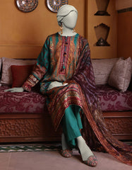 GREEN DOBBY EMBROIDERED UNSTITCHED 3PC | JLAWN-S-25-809