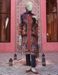 BLUE DOBBY EMBROIDERED UNSTITCHED 3PC | JLAWN-S-25-810