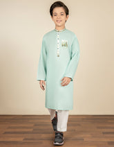 AQUA GREEN COTTON KURTA | JCK-S-90358