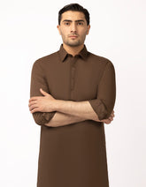 BROWN SEMI-FORMAL KAMEEZ SHALWAR