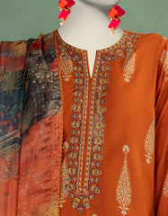 ORANGE LAWN EMBROIDERED UNSTITCHED 3PC