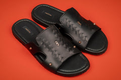 BLACK BRAIDED LEATHER SANDALS | CCFW-MS-003