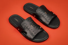 BLACK BRAIDED LEATHER SANDALS | CCFW-MS-003