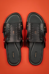 BLACK BRAIDED LEATHER SANDALS | CCFW-MS-003