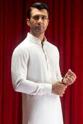 COLUMBUS - OFF WHITE BLENDED KAMEEZ SHALWAR