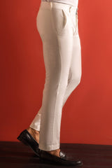 OPTICAL WHITE COTTON PRE-CREASED FLEXI PANT