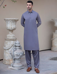 FOSSIL GREY BLENDED UNSTITCHED KAMEEZ SHALWAR FABRIC | JJMS-2027