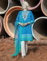 BLUE LAWN EMBROIDERED 2PC STITCHED | JLAWN-S-JDS-25-1001