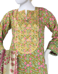 GREEN LAWN PRINTED UNSTITCHED 2PC | JLAWN-S-JDS-25-1046