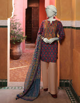 BLUE LAWN PRINTED UNSTITCHED 2PC | JLAWN-S-JDS-25-1047
