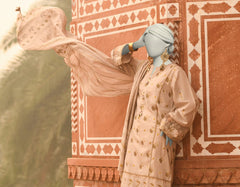 BEIGE LAWN PRINTED UNSTITCHED 2PC | JLAWN-S-JDS-25-1049