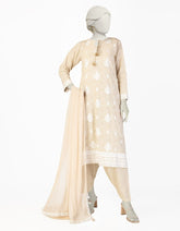 BEIGE DOBBY EMBROIDERED 2PC STITCHED