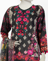 BLACK LAWN EMBROIDERED 2PC STITCHED