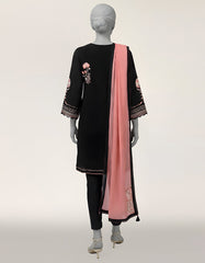 BLACK LAWN EMBROIDERED STITCHED 2PC