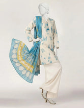 BEIGE LAWN PRINTED STITCHED 2PC