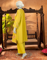 GREEN COTTON NET EMBROIDERED KURTI