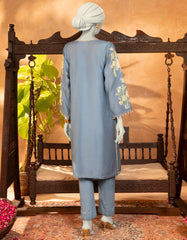 BLUE COTTON NET EMBROIDERED KURTI