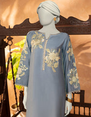 BLUE COTTON NET EMBROIDERED KURTI