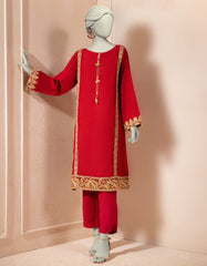 RED ORGANZA EMBROIDERED KURTI