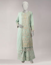 GREEN ORGANZA EMBROIDERED UNSTITCHED 3PC