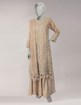 BEIGE ORGANZA EMBROIDERED UNSTITCHED 3PC