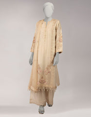 IVORY ORGANZA EMBROIDERED UNSTITCHED 3PC