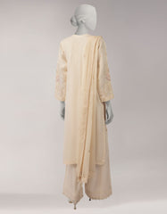 IVORY ORGANZA EMBROIDERED UNSTITCHED 3PC