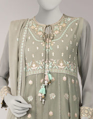 GREY CHIFFON EMBROIDERED UNSTITCHED 3PC