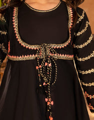 BLACK LAWN SILK EMBROIDERED 3PC STITCHED