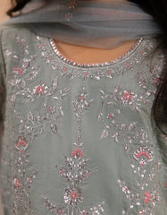 BLUE SILK EMBROIDERED 3PC STITCHED
