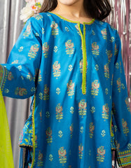 BLUE LAWN PRINTED 3PC STITCHED