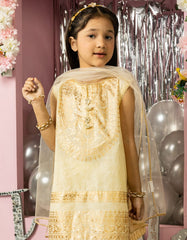 BEIGE LAWN FOIL PRINTED 3PC STITCHED
