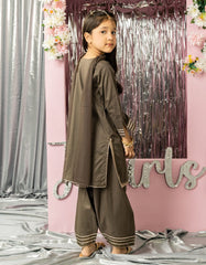 BROWN LAWN EMBROIDERED 3PC STITCHED