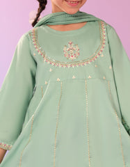 GREEN LAWN SILK EMBROIDERED 3PC STITCHED