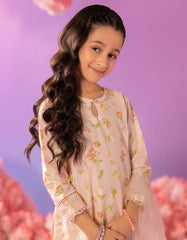PEACH LAWN EMBOSSED 3PC STITCHED
