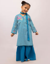 BLUE LAWN EMBROIDERED STITCHED 3PC