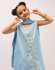 BLUE LAWN EMBROIDERED STITCHED 3PC