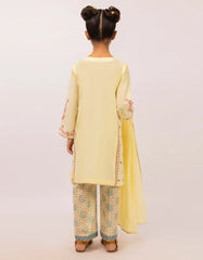 YELLOW DOBBY EMBROIDERED STITCHED 3PC