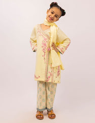 YELLOW DOBBY EMBROIDERED STITCHED 3PC