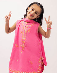 PINK DOBBY EMBROIDERED STITCHED 3PC